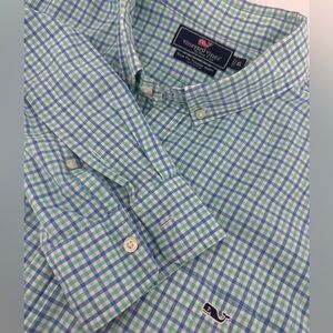 Vineyard Vines Men's‎ sim fit Tucker shirt  Aqua and White check size xl
